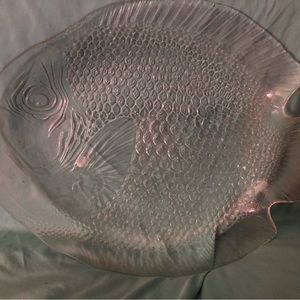 Vintage Arcoroc Fish Plate Les Poisson Clear Glass 10 1/4" Made in France